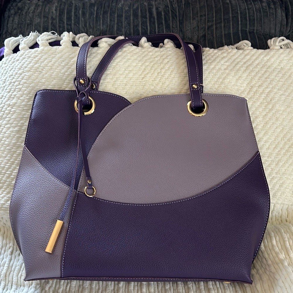Two-toned purple tote bag